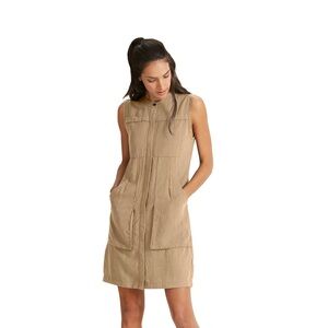 NAU flexible dress size small workwear utility pockets dress linen